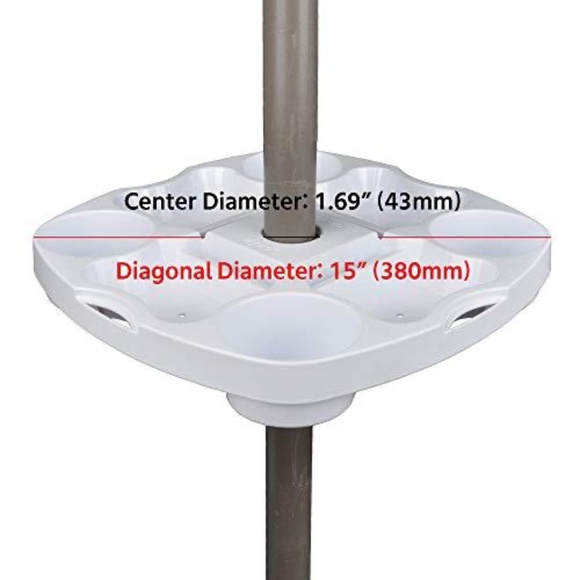 Myard Umbrella Table Tray 15 Inches for Beach, Patio, Garden, Swimming Pool - Picture 6 of 7